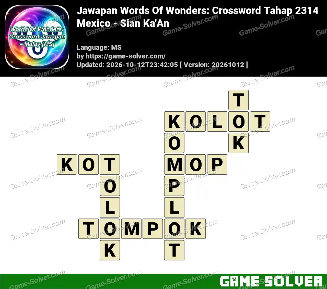 Jawapan Words Of Wonders: Crossword Tahap 2314 – Mexico – Sian Ka’An